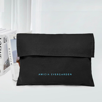 Sac enveloppe en toile de coton gris, personnalisé avec logo, de luxe, élégant, à rabat, réutilisable, pour cadeaux, mariage, rangement, anti-poussière
