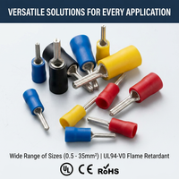 Bornes à broches série PTV pour contrôle industriel, cuivre électrolytique étamé mat, 22-2 AWG, cosses à sertir à aiguille, isolation vinyle/PVC