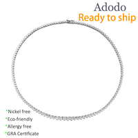Collier en moissanite en gros, chaîne tennis, 0,4 CT, trois griffes, dégradé, VVS1, certificat GRA, bijoux en argent 925 pour femmes