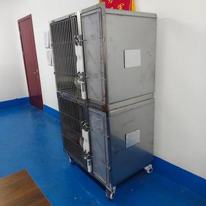 <span class=keywords><strong>คอนโด</strong></span>แมวสแตนเลสสองชั้นพรีเมียม พร้อมฉากกั้นเลื่อนแบบล็อคได้และล้อเงียบ สำหรับใช้ภายใน/ภายนอกอาคาร - Product Image 2