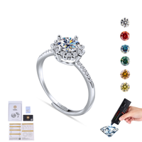 Nouvelle Arrivée 2026 – Bague Ajustable Fleur de Lotus en Argent Sterling 925 Fin avec Moissanite Colorée VVS GRA de 1 Carat à Taille Ronde