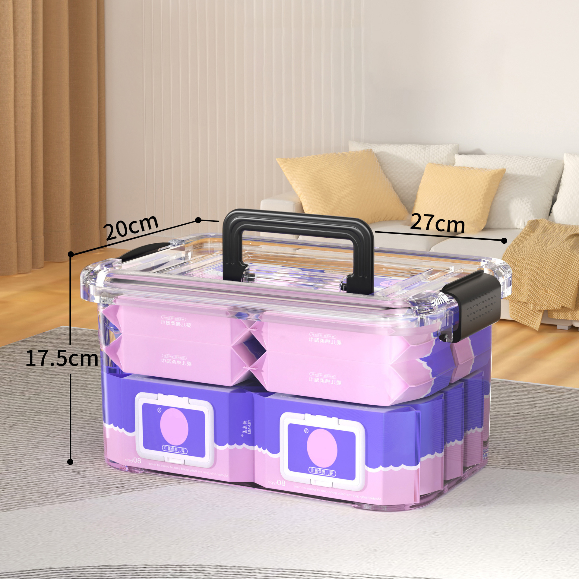 Transparent wide handle, 8L, 28.5*20.5*16.9cm