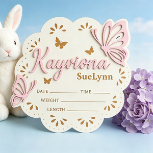 Cartes de jalons mensuels pour bébé en <span class=keywords><strong>bois</strong></span> 3D personnalisables avec motif papillon, disques marqueurs de jalons, accessoires de photographie nouveau-né, souvenir - Product Image 6