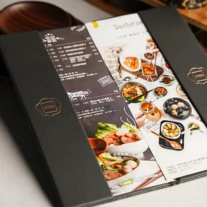 Cubierta de Menú de Restaurante de Cuero PU de Diseño Personalizado y Tamaño Personalizado, Carpeta de Menú de Cuero Sintético, Menú de Bar - Product Image 2