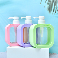 Conteneur cosmétique carré de 300 ml et 500 ml, en plastique rose, coloré, pour savon liquide pour les mains, mousse, lotion pour le corps, pompe rechargeable