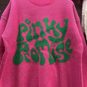 Nouveau <span class=keywords><strong>Pull</strong></span> Décontracté Streetwear Femme Printemps Automne Hiver, Tricoté avec Patchwork, Blocs de Couleur et Lettres – Pulls pour Femmes - Product Image 3