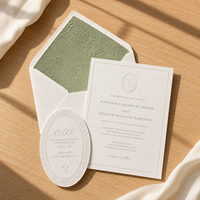 Juego de Invitaciones de Boda Personalizadas con Grabado en Relieve, Invitaciones de Boda Clásicas de Color Marfil con Sobres y Tarjetas RSVP