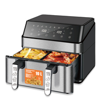 RAF R.5270 Air Fryer 2000W 5.0L+5.0L Çift Sepetli Dokunmatik Ekranlı Akıllı Kontrol 360 °   Hava Sirkülasyonlu Sağlıklı Pişirme Cihazı