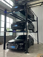 Elevador de Estacionamiento para Garaje Residencial, 3 Niveles, Cuatro Postes, Elevador Triple Hidráulico Automático Vertical para Autos