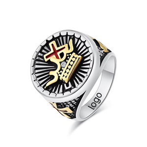 22mm Bague Acier Inoxydable Croix du Pape Chambre Argent Couronne Or Bague Acier Inoxydable Moulé Bague Bijoux 788 - Product Image 1