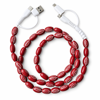 Câble de charge USB Type C 4-en-1 pour téléphone, avec perles, pour football américain, transfert de données, cadeau sportif