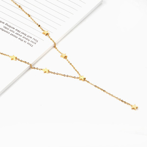 Venta al por mayor encanto joyería 18K PVD chapado en oro minimalismo cadena larga forma de estrella collar con colgante de acero inoxidable para las mujeres - Product Image 3
