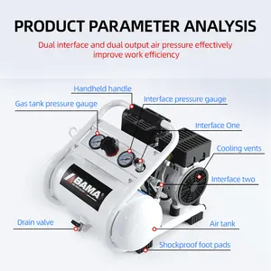 Nieuwe 220V 1hp 128l/Min Draagbare Elektrische Tandzuiger Luchtcompressor Met 8l Aluminium Luchttank