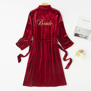 Kimono de <span class=keywords><strong>mariage</strong></span> pour femmes Robe de mariée vêtements de nuit demoiselle d'honneur pyjamas peignoir chemise de nuit robe velours Dressing <span class=keywords><strong>femme</strong></span> sous-vêtements vêtements - Product Image 1