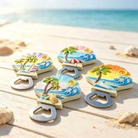 Décapsuleur aimanté 3D personnalisé en résine, thème plage (coquillage, hippocampe, tortue, gecko) – Cadeau souvenir touristique en gros