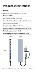 Type-C สถานีเชื่อมต่อแปดในหนึ่งคู่ USB พอร์ตอ่านการ์ดฮับ3.0แล็ปท็อปถึง3.5มม. <span class=keywords><strong>แยก</strong></span>เสียง - Product Image 6