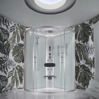 Nouvelle Cabine de Douche Moderne Noire Brossée avec Éclairage LED Coulissant, en Acrylique, pour Hôtels, avec Baignoire Balnéo Hydro-Massage et Vapeur