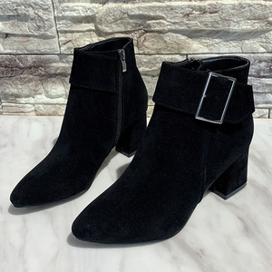 <span class=keywords><strong>Botas</strong></span> de Ante con Tacón Alto y Grueso, Hebilla en el Tobillo y Punta Puntiaguda para Mujer, Otoño/Invierno - Product Image 6