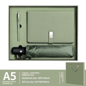 Paraguas Corporativo de Lujo, Cuaderno A5 de Tapa Dura de Cuero PU, Logotipo Personalizado Bordado, Caja de Regalo, Artículos para Reuniones, Set de Regalo con Bolígrafo - Product Image 3