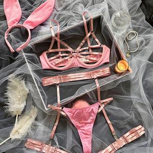 Lapin fille Sexy Lingerie ensemble pour femmes évider bretelles transparentes Patchwork Sexy lapin <span class=keywords><strong>bandeau</strong></span> Lingerie <span class=keywords><strong>soutien</strong></span>-<span class=keywords><strong>gorge</strong></span> ensemble nouveau 1541 - Product Image 2