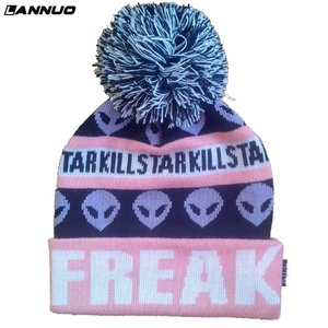 Thời Trang Phố Anh Câu Lạc Bộ Bobble Hat Puff Bóng Top Tùy Chỉnh Hip-Hop Trượt Tuyết Beanie Hat, Vui Dệt Kim Hat - Product Image 4