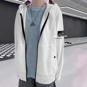 En gros <span class=keywords><strong>STONE</strong></span> 24ss <span class=keywords><strong>Sweat</strong></span>-shirt à capuche <span class=keywords><strong>zippé</strong></span> en coton uni, style veste décontractée streetwear, motif lettres <span class=keywords><strong>Island</strong></span>, coupe ample - Product Image 3