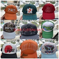 HN0001 Hombres al aire libre Promocional Deporte 3D Bordado Logo Equipado Béisbol Red Cuerda Malla Gorros Espuma Gorra de camionero personalizada