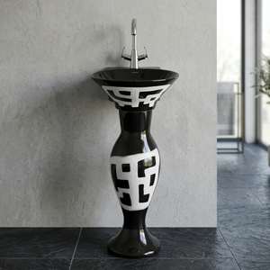 Lavabo de Pedestal Rojo de Diseño Moderno, Ecológico, Resistente al Agua, con Forma de Delfín, para Uso en Hospitales y Dormitorios - Product Image 4