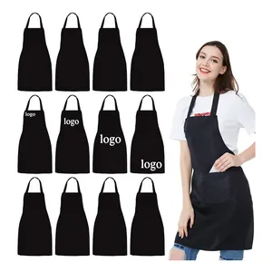 Черный серый простой дизайн льняной полиэстер для мужчин и женщин защитный кухонный чистящий фартук для приготовления пищи с печатью логотипа на заказ