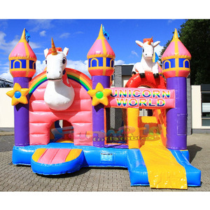 Château gonflable licorne combiné en vinyle avec trampoline gonflable et maison de rebond, expédition par mer - Product Image 6