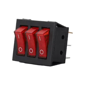 CE 10A 15A three buttons 9 pin double Control power switch waterproof warping switch KCD9 rocker switch with lamp three buttons