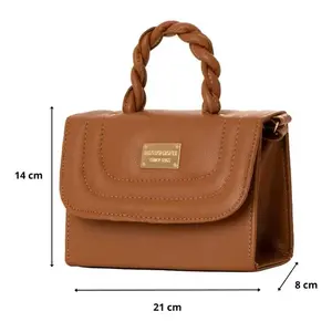 Bolso bandolera Fana Ruby para mujer, color camel, cuero genuino, estilo clásico, uso diario - Product Image 3