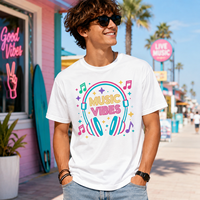 T-shirt graphique JNEI Music Vibes pour homme, séchage rapide, respirant, idéal pour l'été, la plage et la promenade.