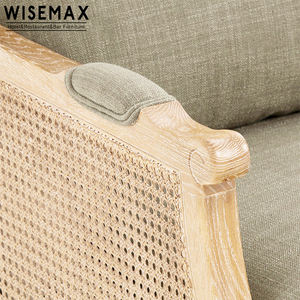 WISEMAX FURNITURE Canapé de salon de style provincial français, chaise en bois avec cadre en rotin, <span class=keywords><strong>fauteuil</strong></span> <span class=keywords><strong>club</strong></span> en cannage pour salon - Product Image 6