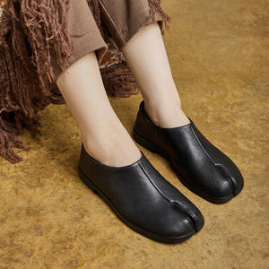 รองเท้าส้นแบนแบบสวมทรงแมรี่เจนหัวกลมหนังวัวฟอกสีสไตล์ฤดูใบไม้ร่วง  แบบสวม  หุ้มส้น  ยางยืด  สำหรับผู้หญิง - Product Image 2