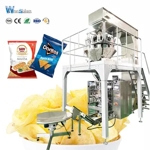 Mesin kemasan butiran pneumatik vertikal multifungsi untuk pengemasan chip kentang garam biji kopi