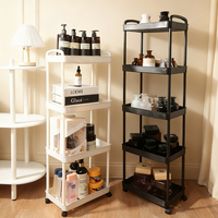 Chariot de rangement multifonctionnel mobile à 2/3/4/5 niveaux en plastique, chariot utilitaire à roulettes, chariot de rangement pour la cuisine, organisateur avec roues