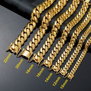 Collier tendance pour homme en acier inoxydable plaqué or, maillons géométriques Miami, étanche et inaltérable, 10-22MM, vente en gros - Product Image 2