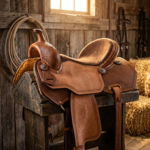 Selle de course anglaise de haute qualité en bois noir, accessoires de bridon en cuir véritable, durables, confortables et éco-responsables pour l'équitation - Product Image 1