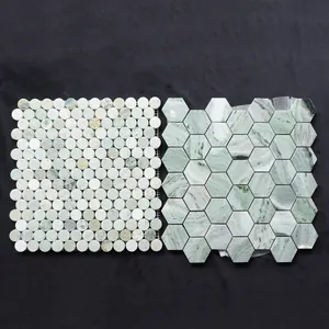 Azulejo de mosaico de piedra de mármol natural de diseño de decoración de pared de calidad irregular para la pared del hogar