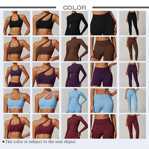 Donne nuovo stile personalizzato palestra <span class=keywords><strong>tuta</strong></span> Fitness a vita alta Leggings elastico camicia sottile giacca pantaloncini <span class=keywords><strong>pantaloni</strong></span> 2 pezzi femminile Yoga set - Product Image 4