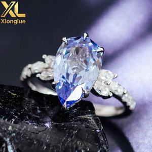 Bague personnalisée élégante en or 18 carats, or massif 14 carats, pierre précieuse de laboratoire, bague de mariage, bijoux fins, saphir de laboratoire taille poire, bague de fiançailles - Product Image 5