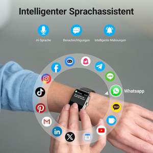 Montre intelligente unisexe 1.85 pouces Fitness Tracker 100 + Modes sportifs Moniteur de fréquence cardiaque/SpO2/sommeil IP68 boîtier en alliage étanche en silicone - Product Image 5
