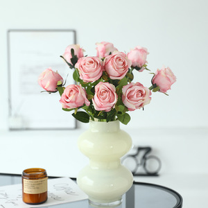 New Porsche <b>Rose</b> Artificial Flower Bouquet Silk <b>Rose</b> High Simulation Home Decor Wedding Props - Product Image 1