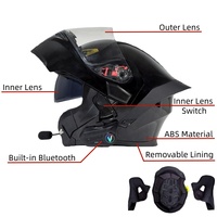 Casque de moto intégral ABS à visière relevable, double visière, avec écouteurs intégrés, unisexe, pour motocross, fabriqué par un fabricant de casques de moto.