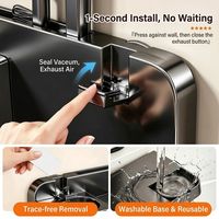 Soporte oculto para escobilla de inodoro con ventosa, cepillo para huecos y clips, montaje en pared sin taladro, accesorios de limpieza para baño