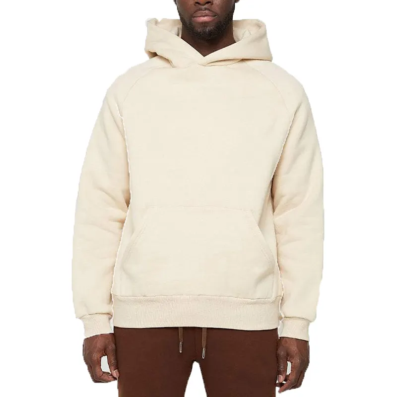 New Arrivals Cotton Men Customized Logo Long Sleeve Hoodie Oversize Sports Beige Color Hoodie For Men