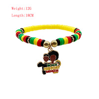 Nueva llegada hecha a mano Black History Month Rasta Color African Bead Bracelet