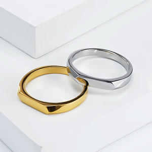 Geometric Design Titanium Steel <b>Ring</b> For Women Steel Gold Color Fashionable Elegant Pinky <b>Ring</b> Gift Jewelry - Product Image 2
