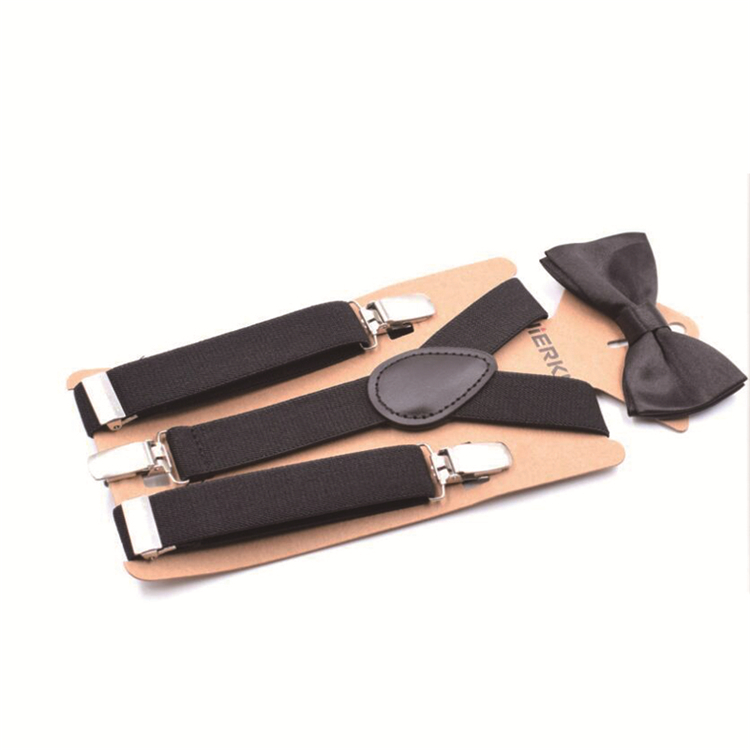 Оптовая продажа, Эластичные подтяжки на заказ, мужские подтяжки и галстук-бабочка из кожи, комплект аксессуаров для одежды